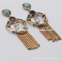 Fashion Elegant High Quality Retro Turquoise Creative Tassel Earrings For Women SSEH018